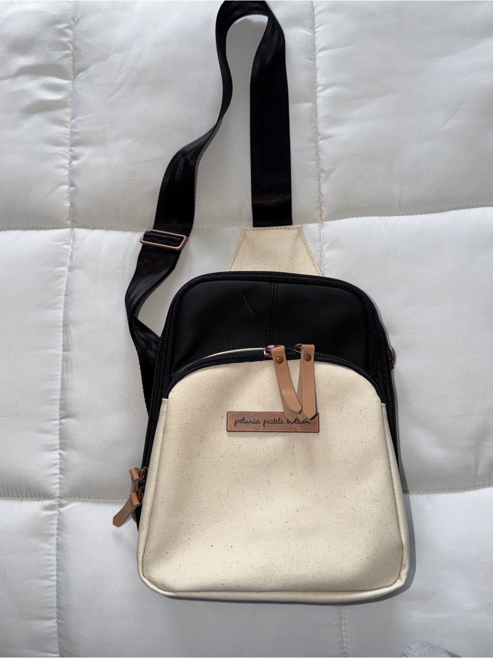Petunia Pickle Bottom Black, Cream & Tan Crossbody Sling